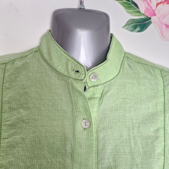 SOPHIE MAX 100% Cotton Eyelet Tunic Light Green Long Sleeve Flowy Lagenlook - Picture 9 of 11